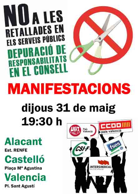 Manifestacions dijous 31 de maig 19:30 h